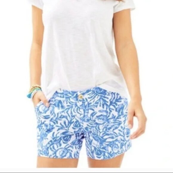 Lilly Pulitzer Pants - Lilly Pulitzer Callahan Shorts Resort White and Blue On a Roll size 10 NWT